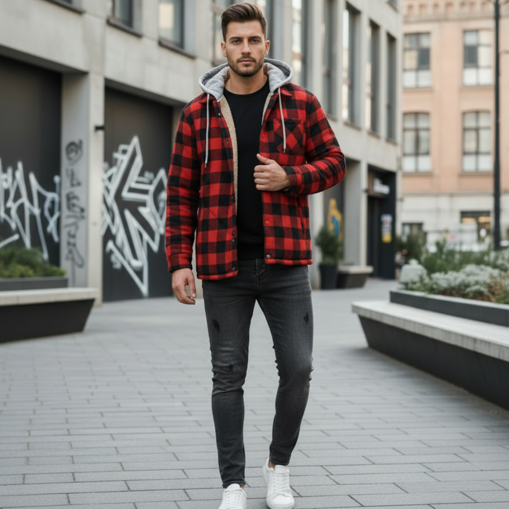 Veste à Capuche, motif à carreaux