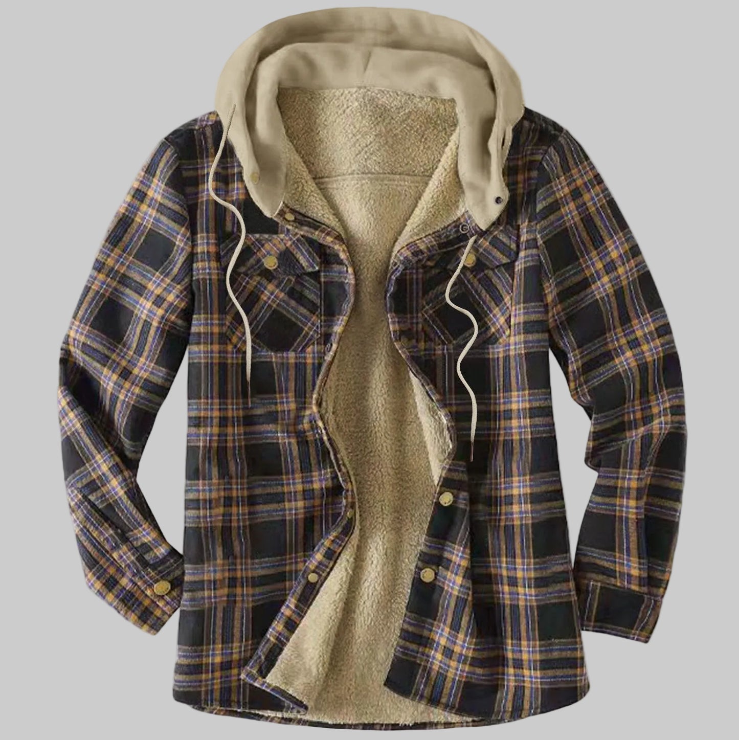 Veste Chemise à Capuche en Polaire Épaissie