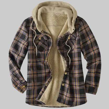 Veste Chemise à Capuche en Polaire Épaissie