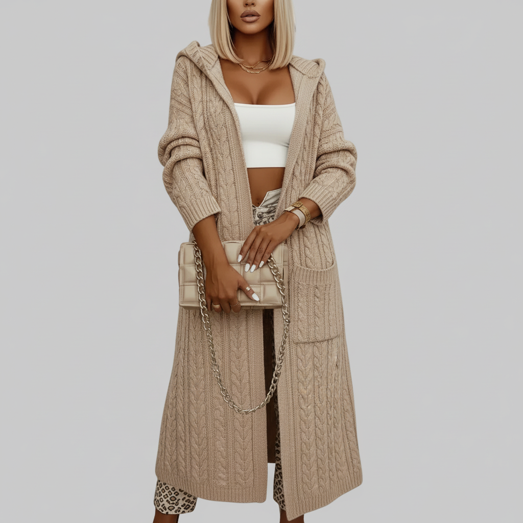 Manteau en tricot – Couleur unie, look fashion