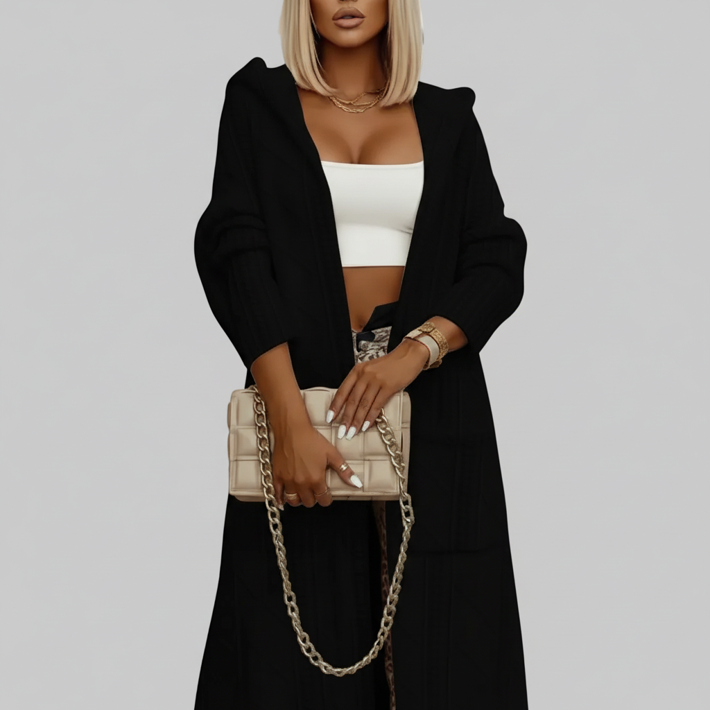 Manteau en tricot – Couleur unie, look fashion