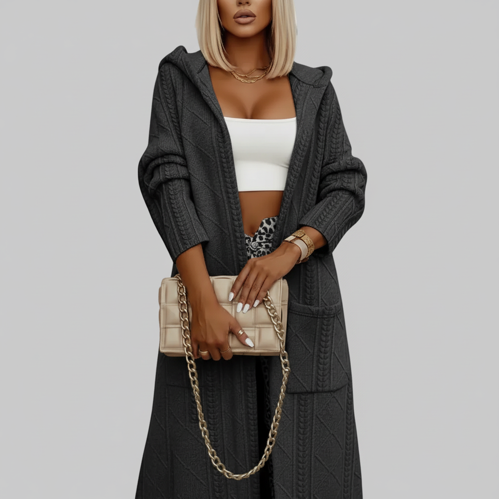 Manteau en tricot – Couleur unie, look fashion