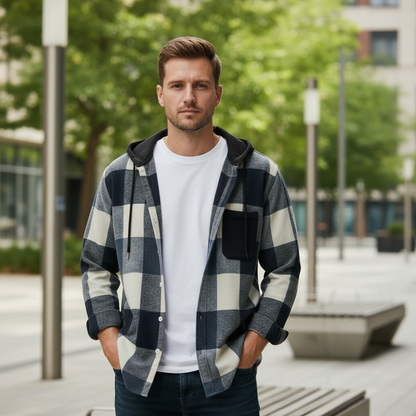 Chemise à Capuche Epaisse à Carreaux