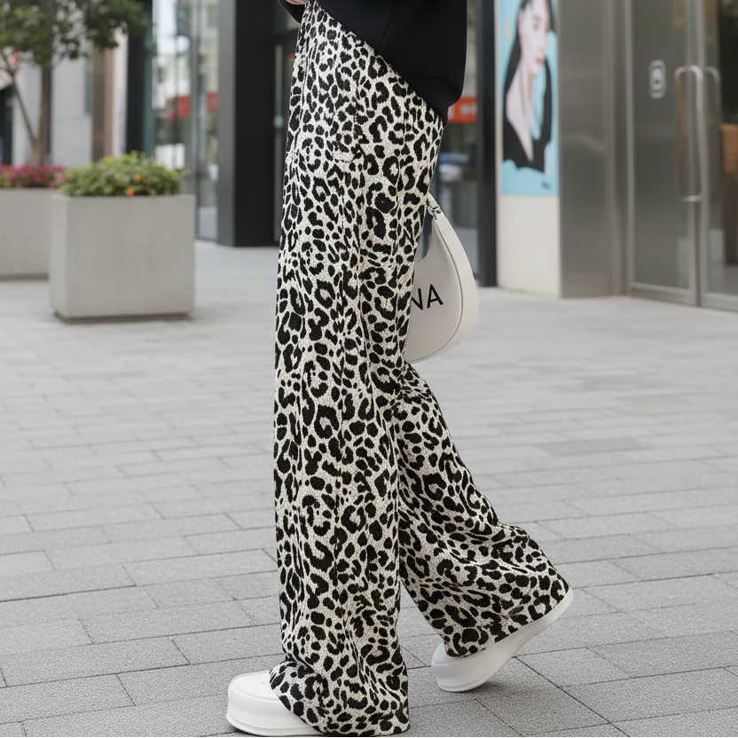 Pantalon droit – Look artistique, motif encre