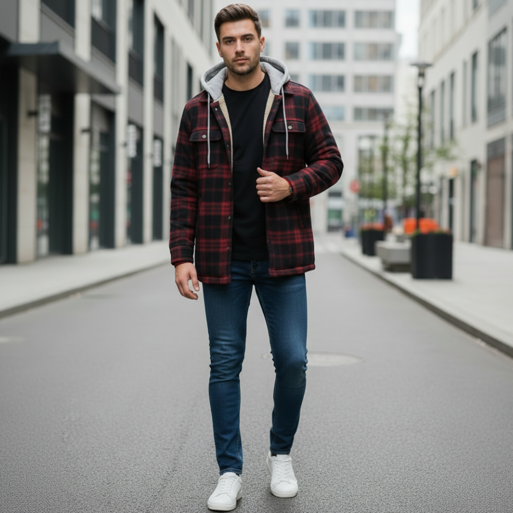 Veste à Capuche, motif à carreaux