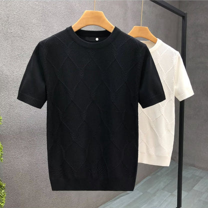 Pull à Motifs Losanges, Manches Courtes