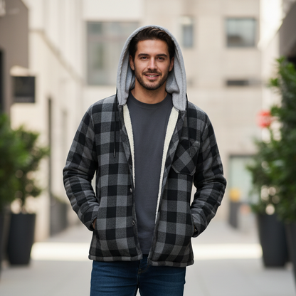 Chemise en Velours Côtelé À Capuche