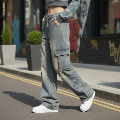 Jean droit – Taille haute, look flatteur