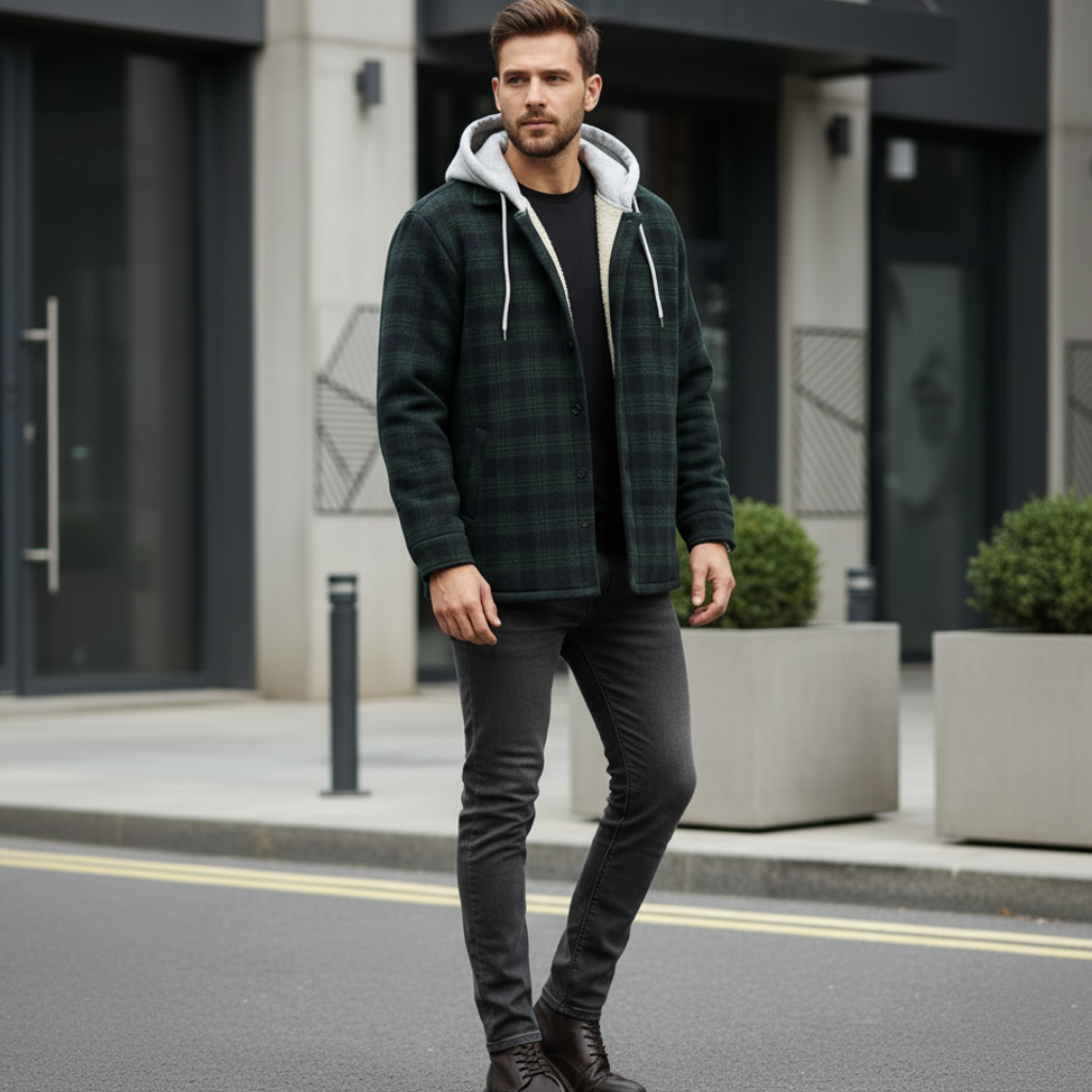 Veste à Capuche, motif à carreaux
