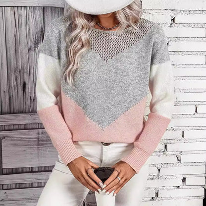 Pull décontracté – Col rond, style color-block