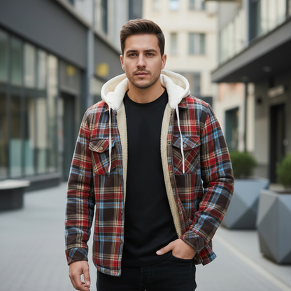 Veste Chemise à Capuche en Polaire Épaissie