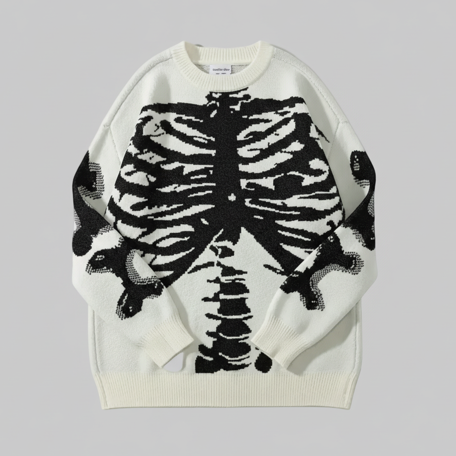 Pull à Col Rond avec Motif Crâne