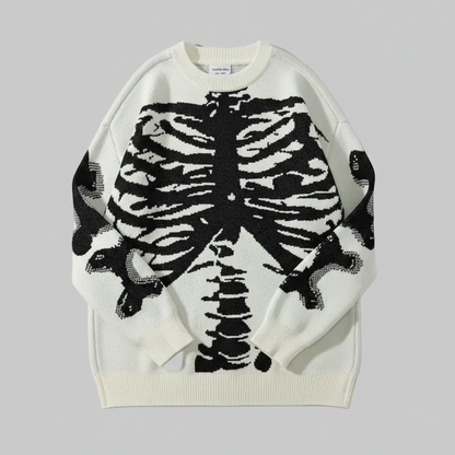 Pull à Col Rond avec Motif Crâne