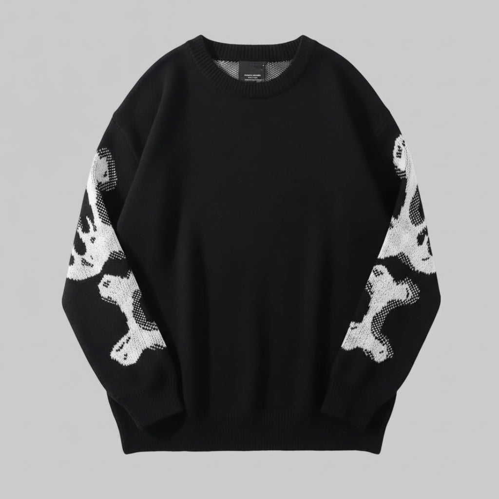 Pull à Col Rond avec Motif Crâne