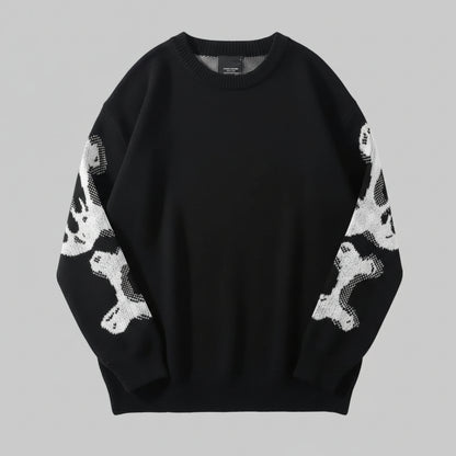 Pull à Col Rond avec Motif Crâne