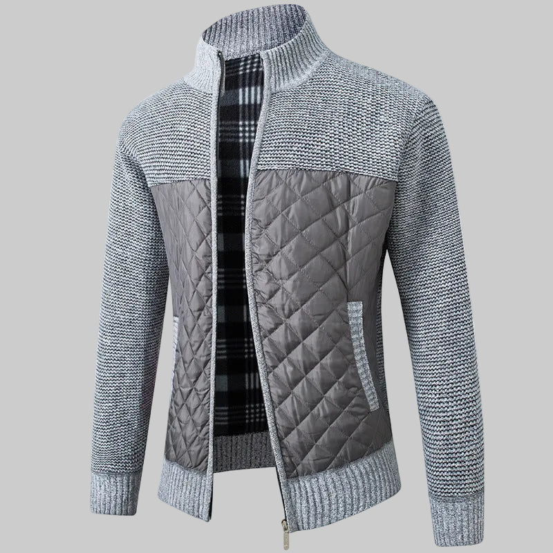 Pull à Col Montant, Rayures et Carreaux