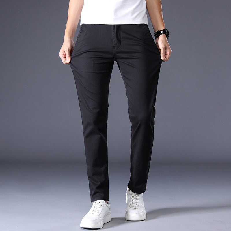 Pantalon Décontracté Uni, Coupe Droite