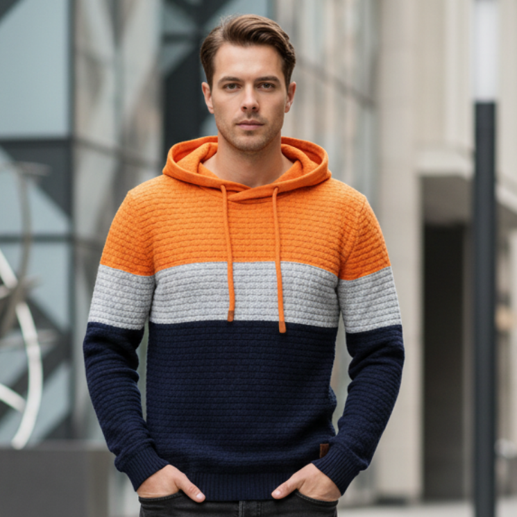 Sweat à Capuche, Jacquard  Chaud & Confortable