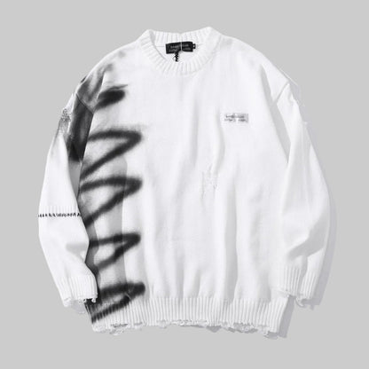 Pull à Col Rond avec Imprimé Graffiti