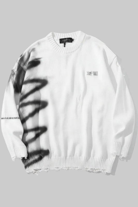 Pull à Col Rond avec Imprimé Graffiti
