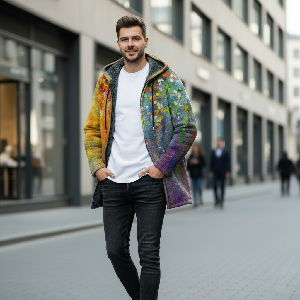 Veste Imprimée à Col Montant