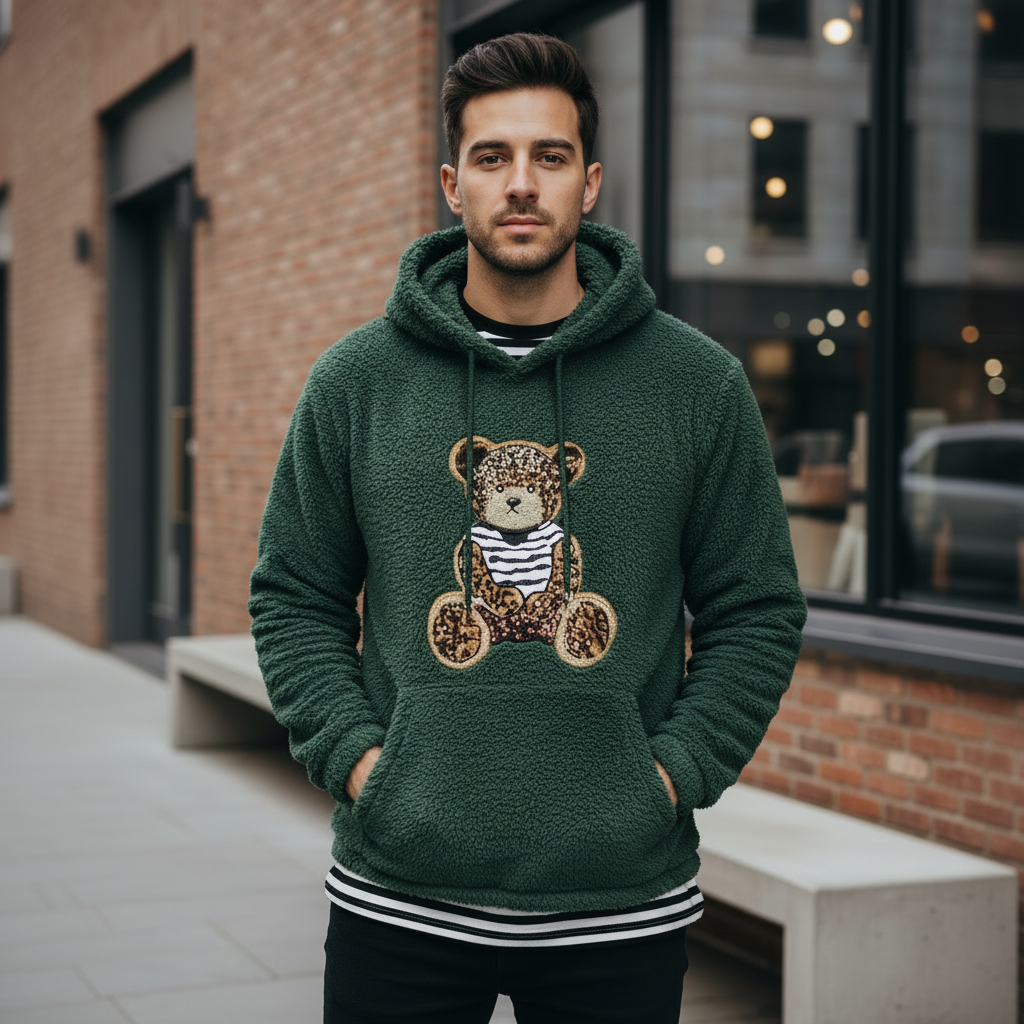 Sweat à Capuche En Flanelle Peluche