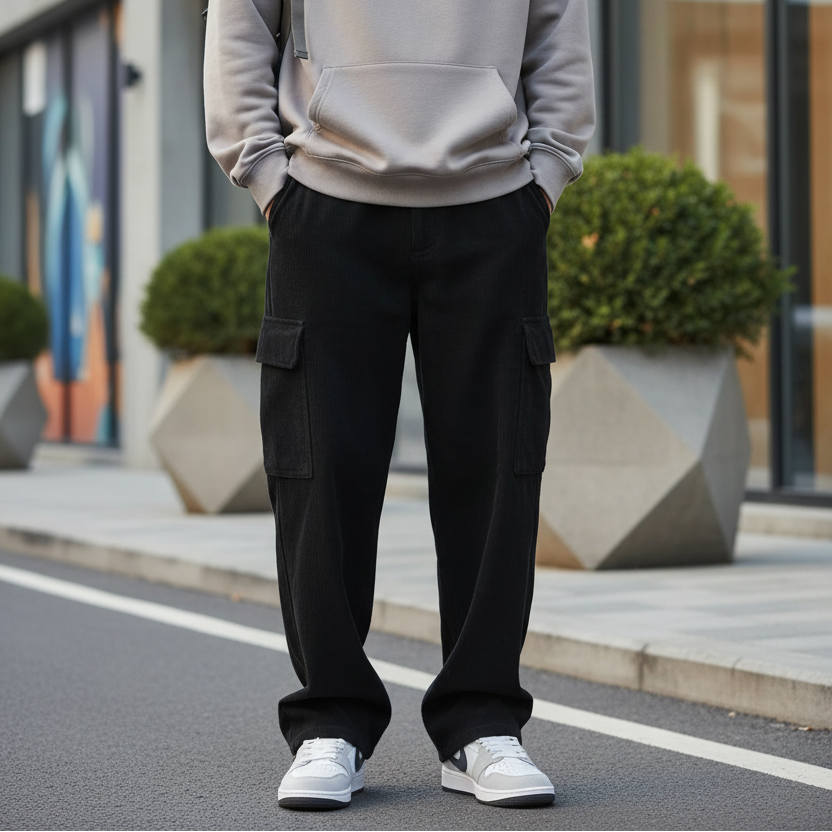 Pantalon Décontracté En Velours Côtelé
