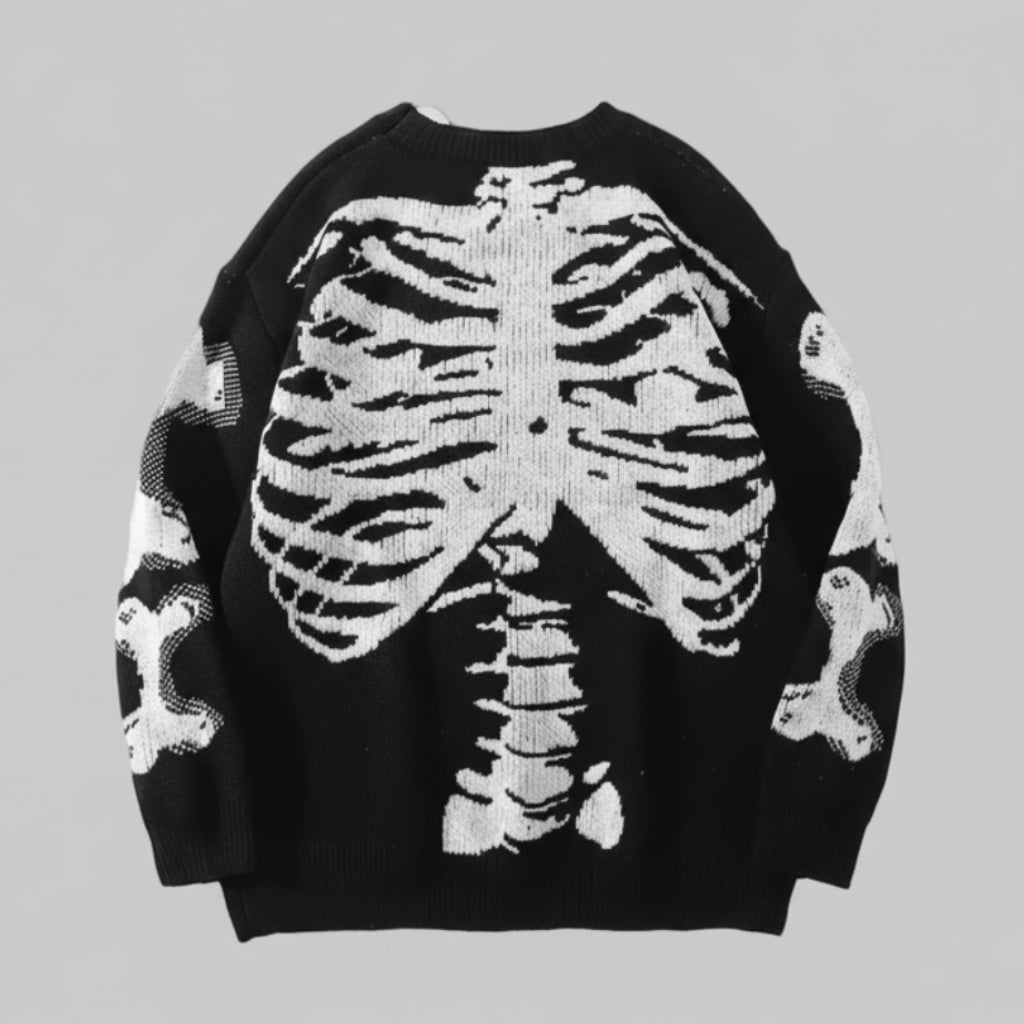 Pull à Col Rond avec Motif Crâne