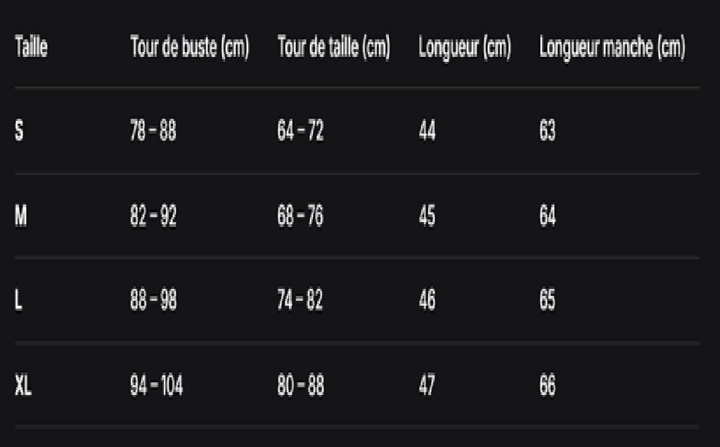 GUIDE DES TAILLES