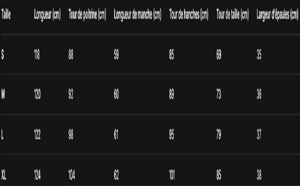 GUIDE DES TAILLES