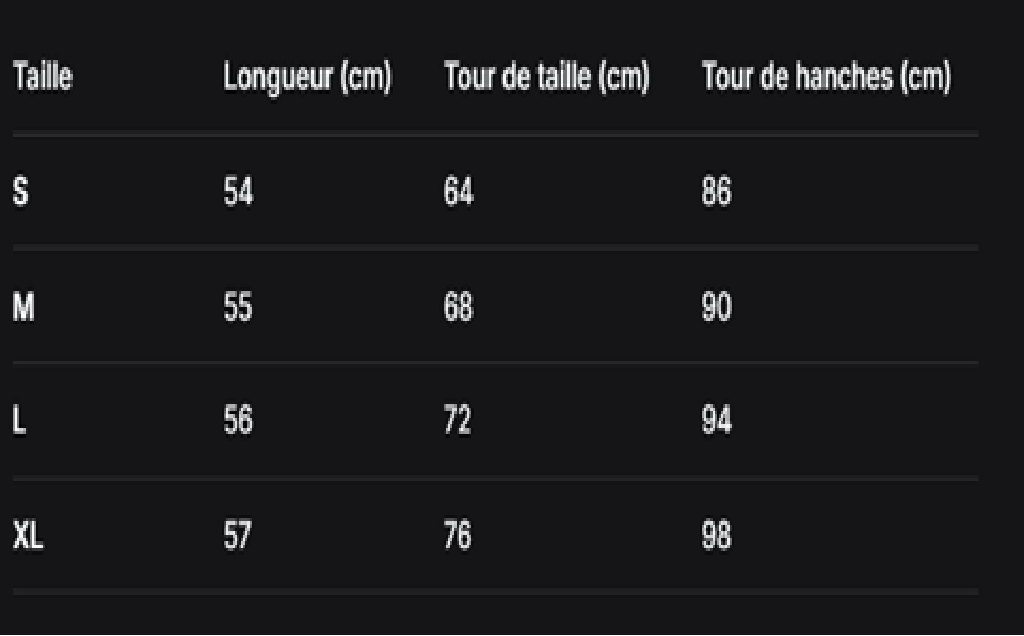 GUIDE DES TAILLES