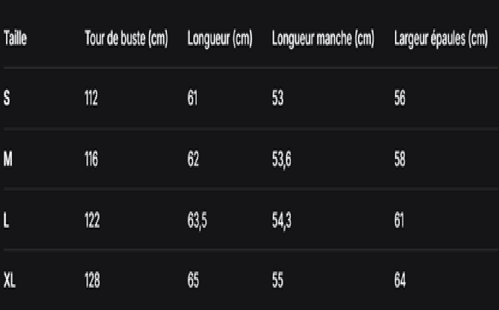 GUIDE DES TAILLES