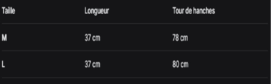 GUIDE DES TAILLES